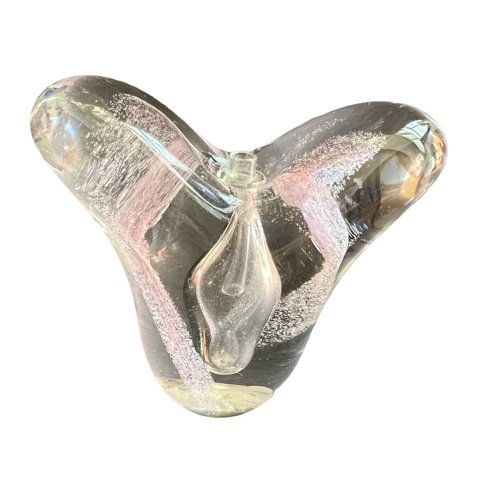 Allen’s floral bud vase handblown glass paper weight Murano style control bubble